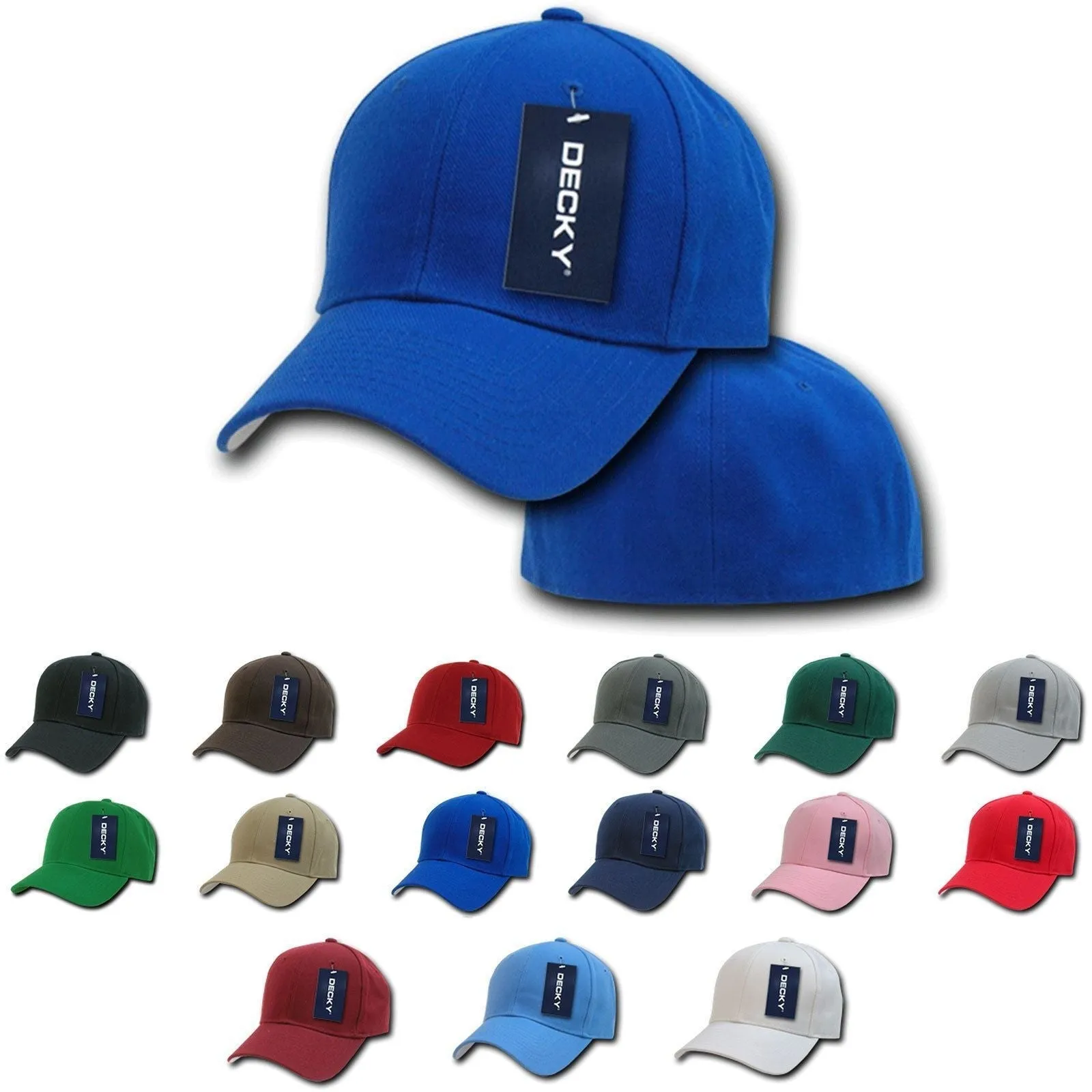 1 Dozen Decky Plain Fitted Curved Bill Baseball Hats Caps Wholesale Lot