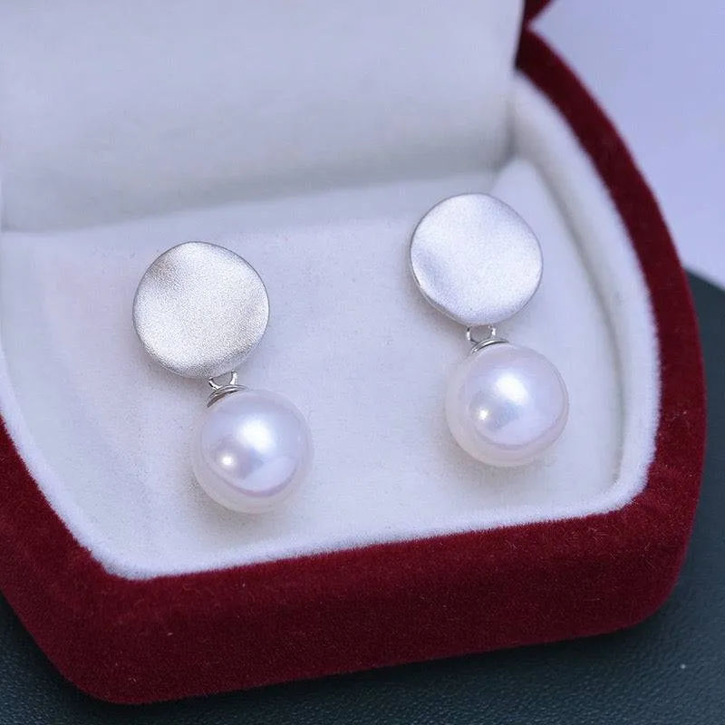 10-11mm Freshwater Pearl & Coin Earrings