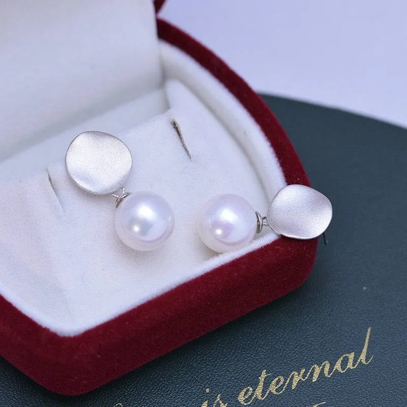 10-11mm Freshwater Pearl & Coin Earrings