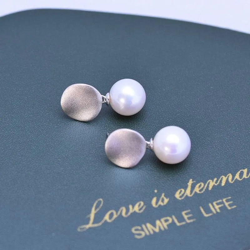 10-11mm Freshwater Pearl & Coin Earrings