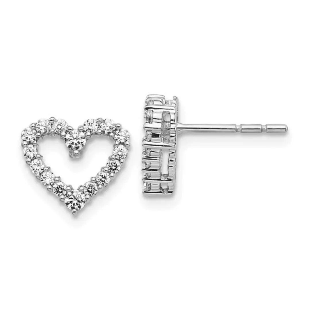 10K White Gold Lab Grown Diamond Heart Stud Earrings