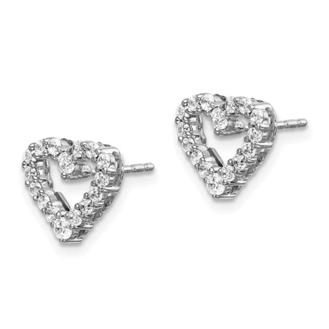 10K White Gold Lab Grown Diamond Heart Stud Earrings