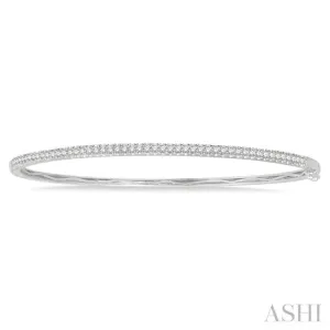 1/2 ctw Slim Round Cut Diamond Bangle Bracelet in 14K White Gold