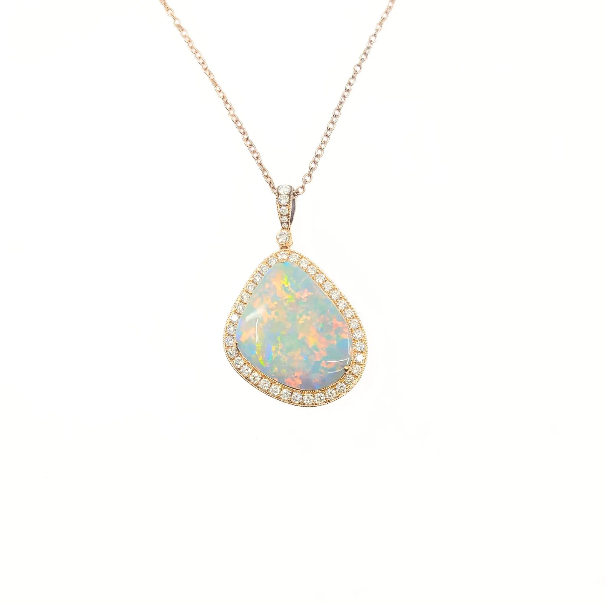 14K Gold Solid Opal Pendant