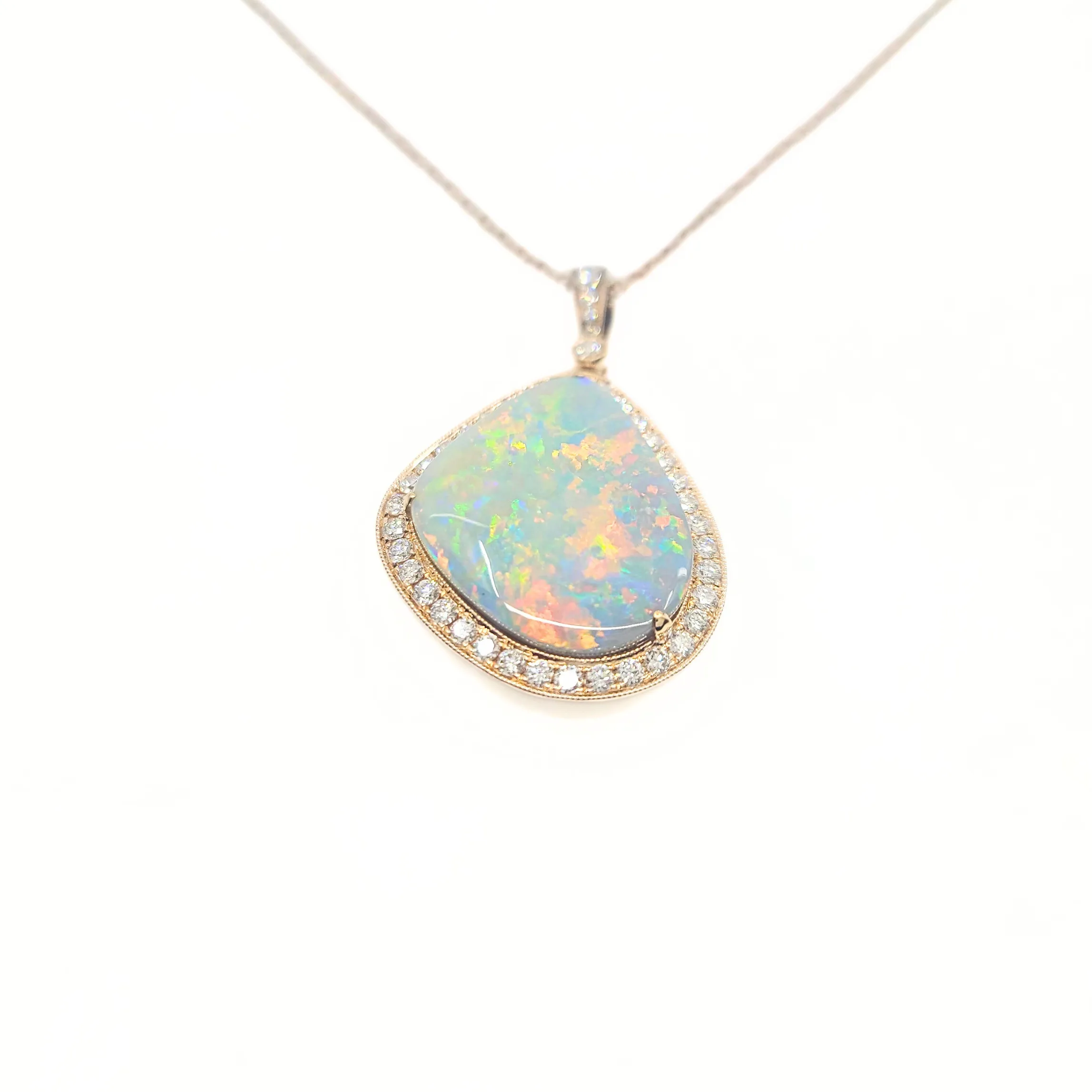 14K Gold Solid Opal Pendant