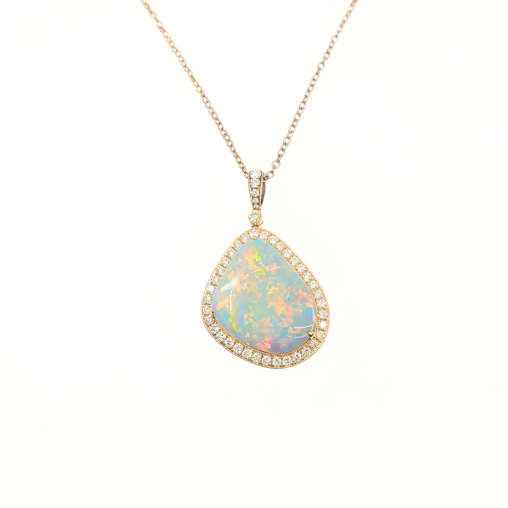 14K Gold Solid Opal Pendant