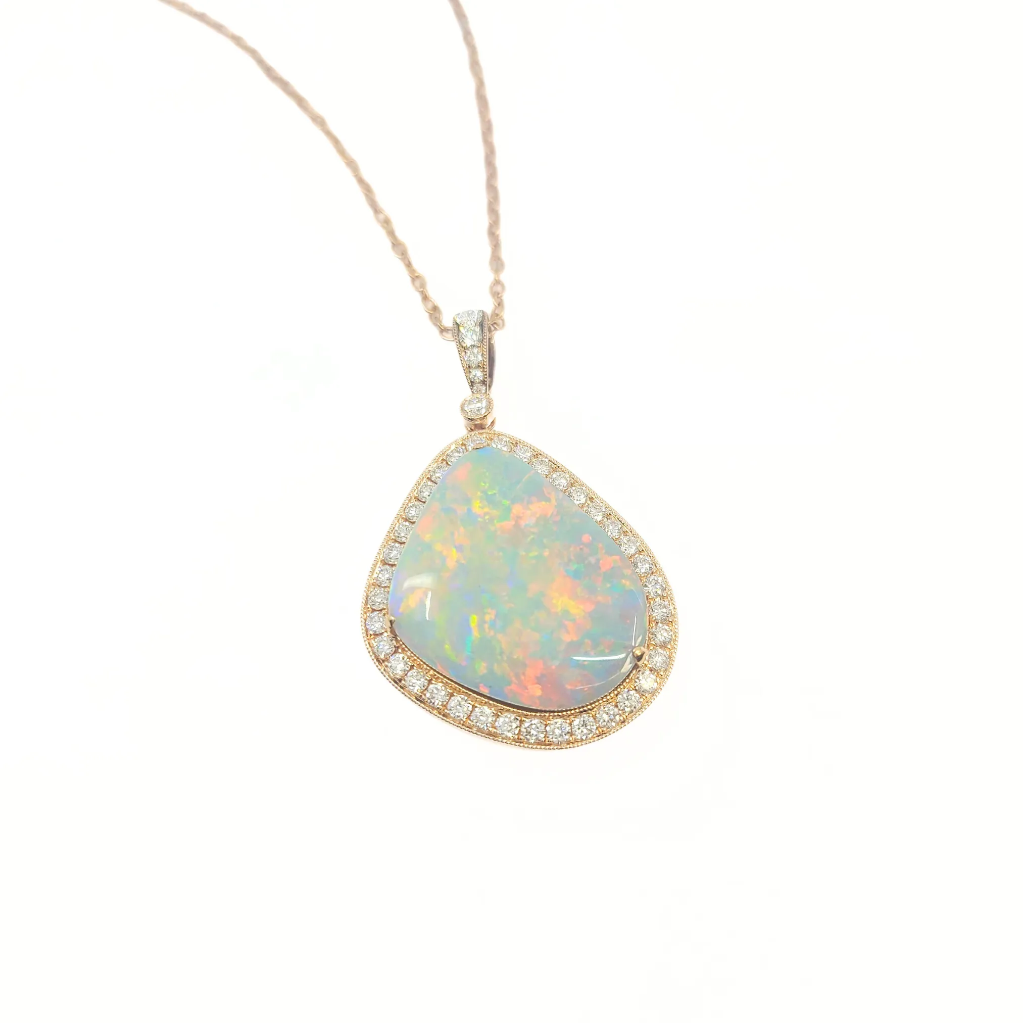 14K Gold Solid Opal Pendant