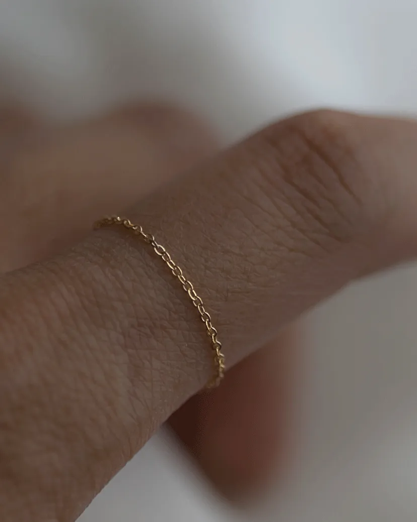 14k Super Dainty Chain Ring