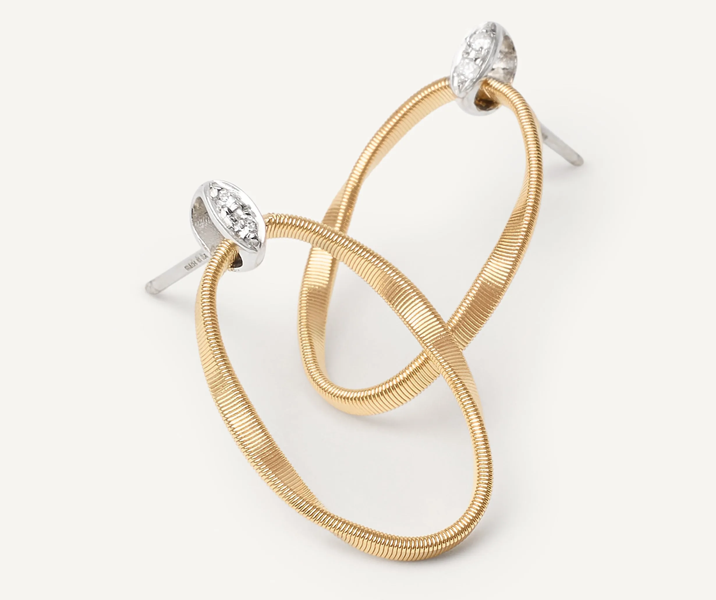 18K Yellow Gold and Diamond Link Studs