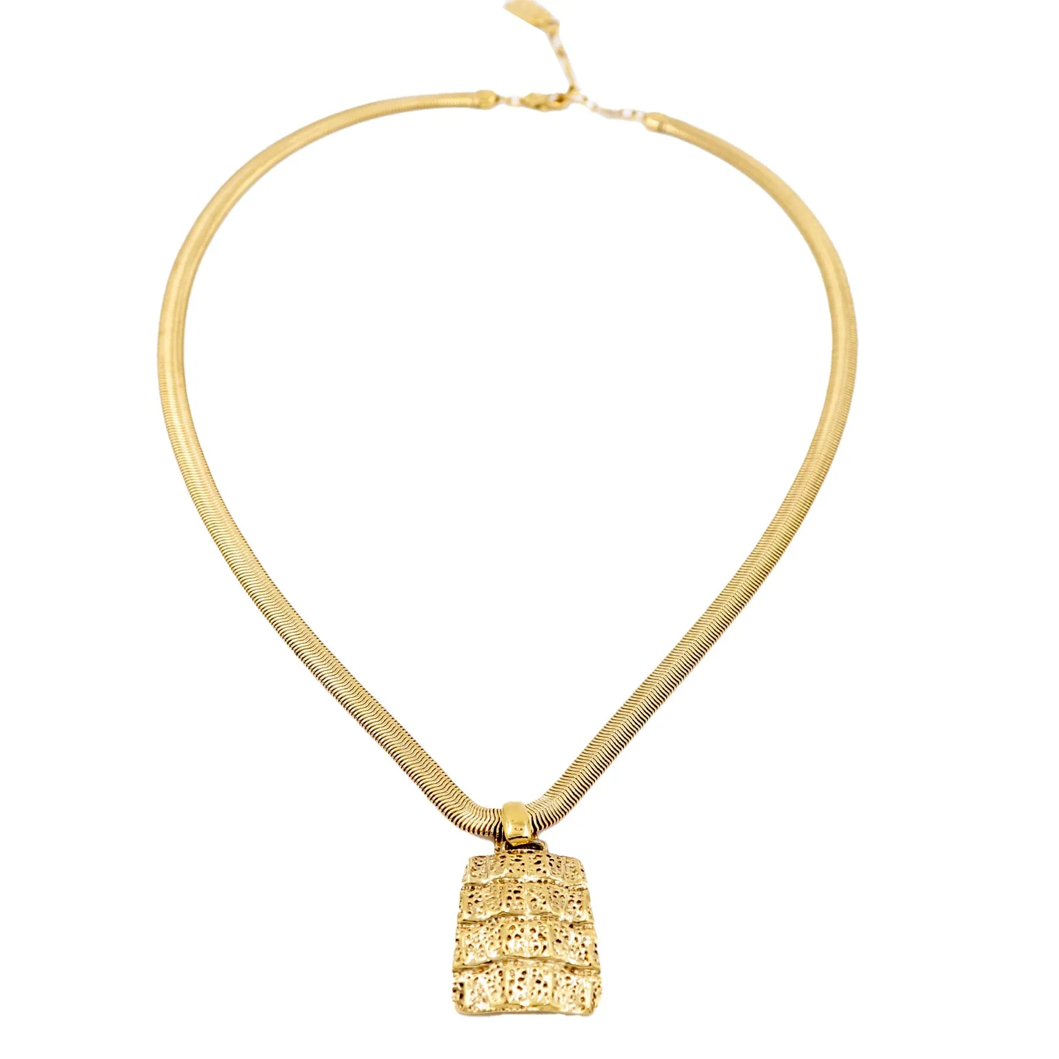 1980s Yves Saint Laurent Gold Plated Pendant Necklace w Snake Chain