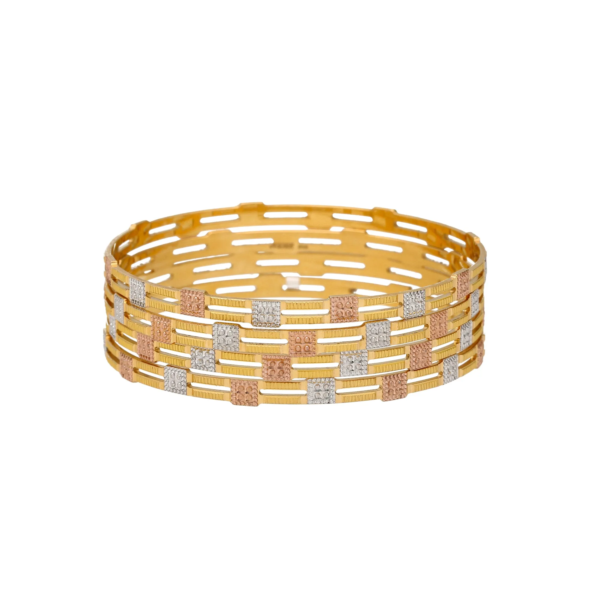 22K Multi-Tone Gold Bangle Set of 2 (52.1gm)