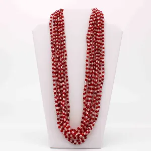 27" Clear and Red Glass Bead Necklace (Dozen)