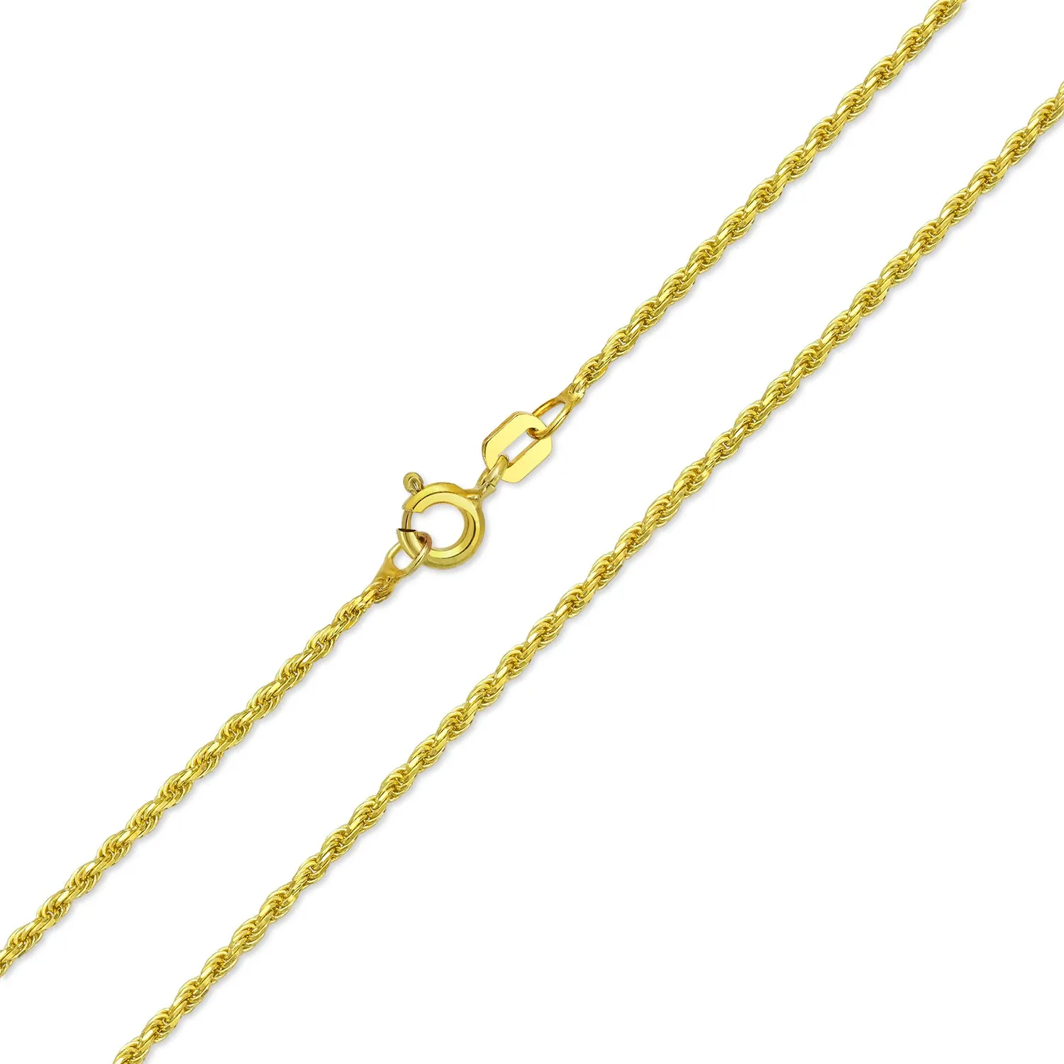 2MM 14K Gold Plated Sterling Silver Rope Chain Necklace Italy 16-24 Inch