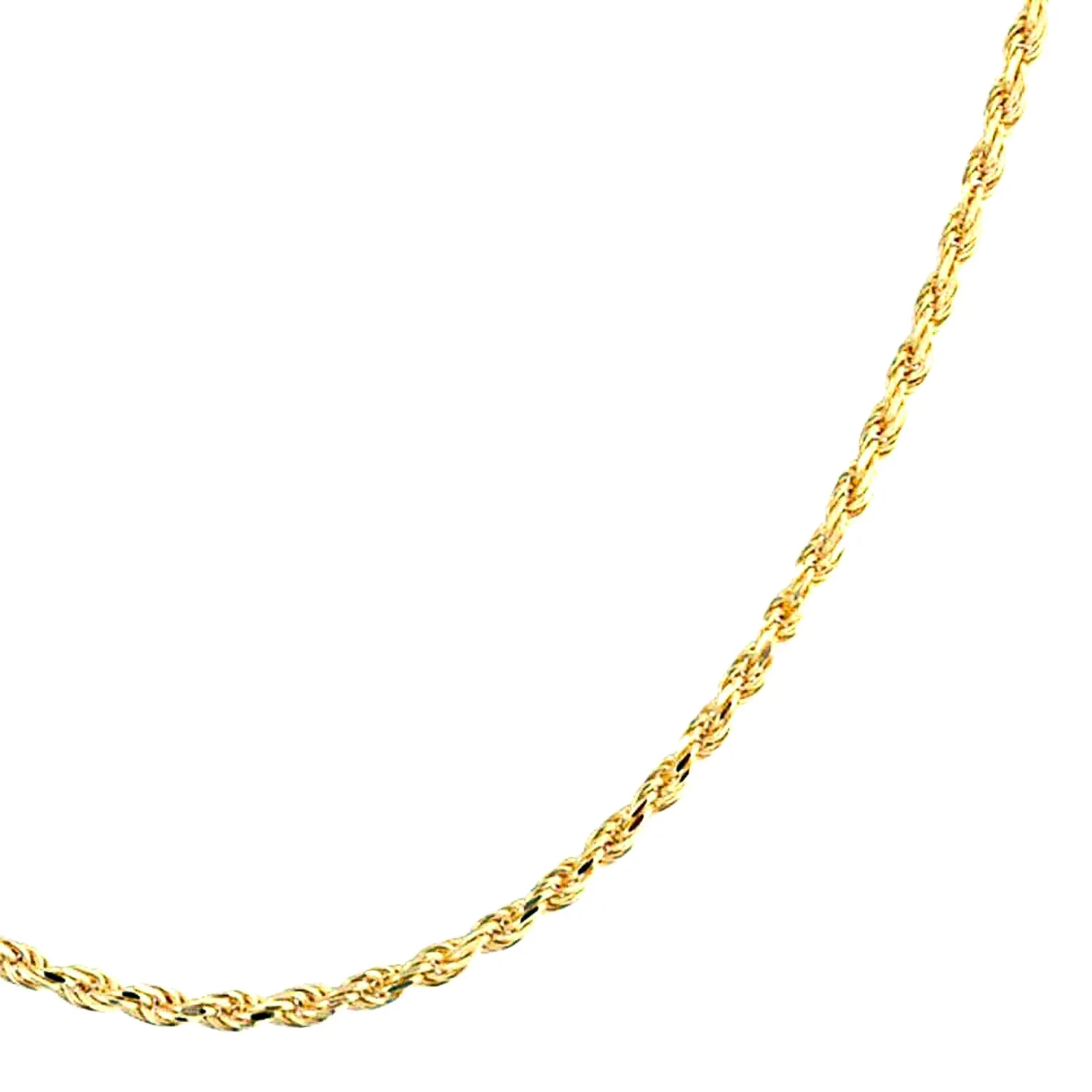 2MM 14K Gold Plated Sterling Silver Rope Chain Necklace Made in Italy 16-24 In