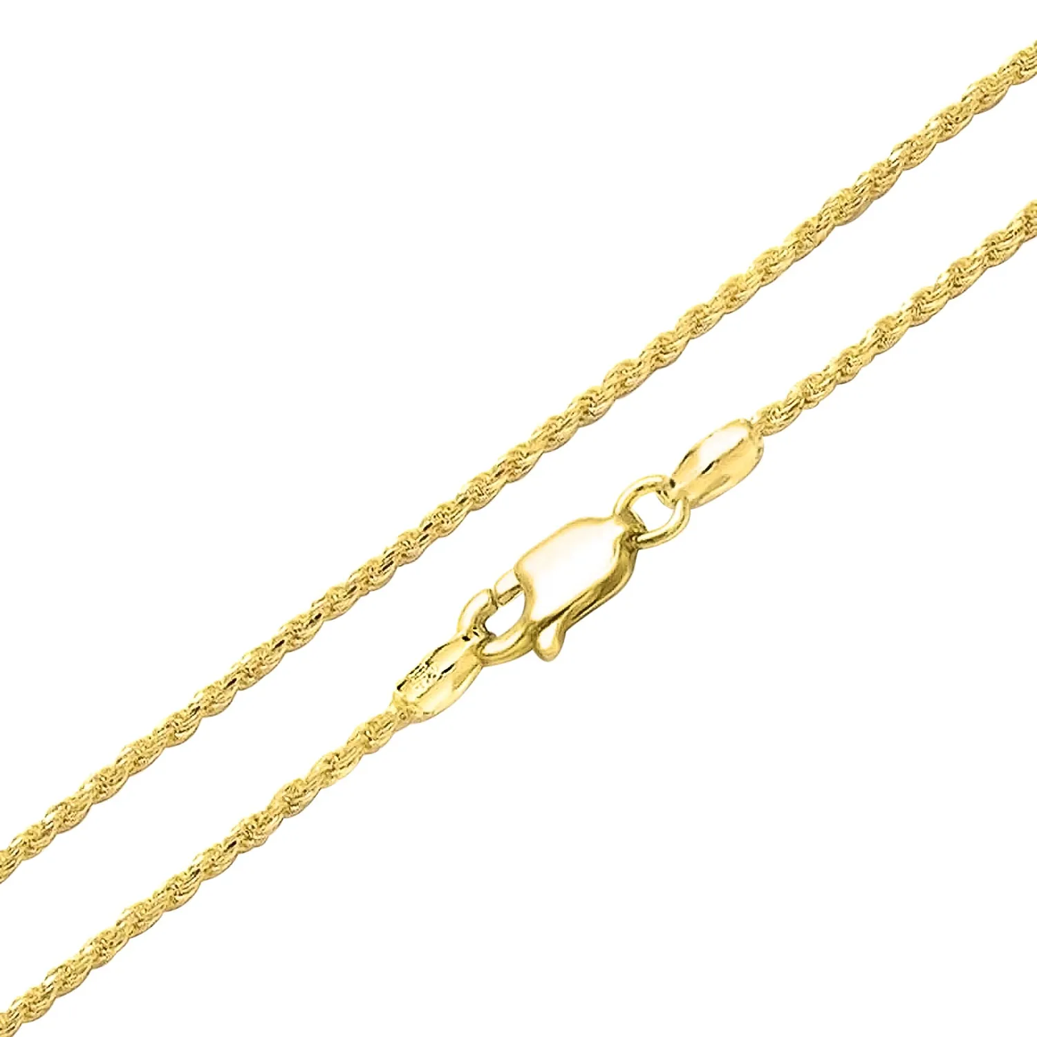 2MM 14K Gold Plated Sterling Silver Rope Chain Necklace Made in Italy 16-24 In