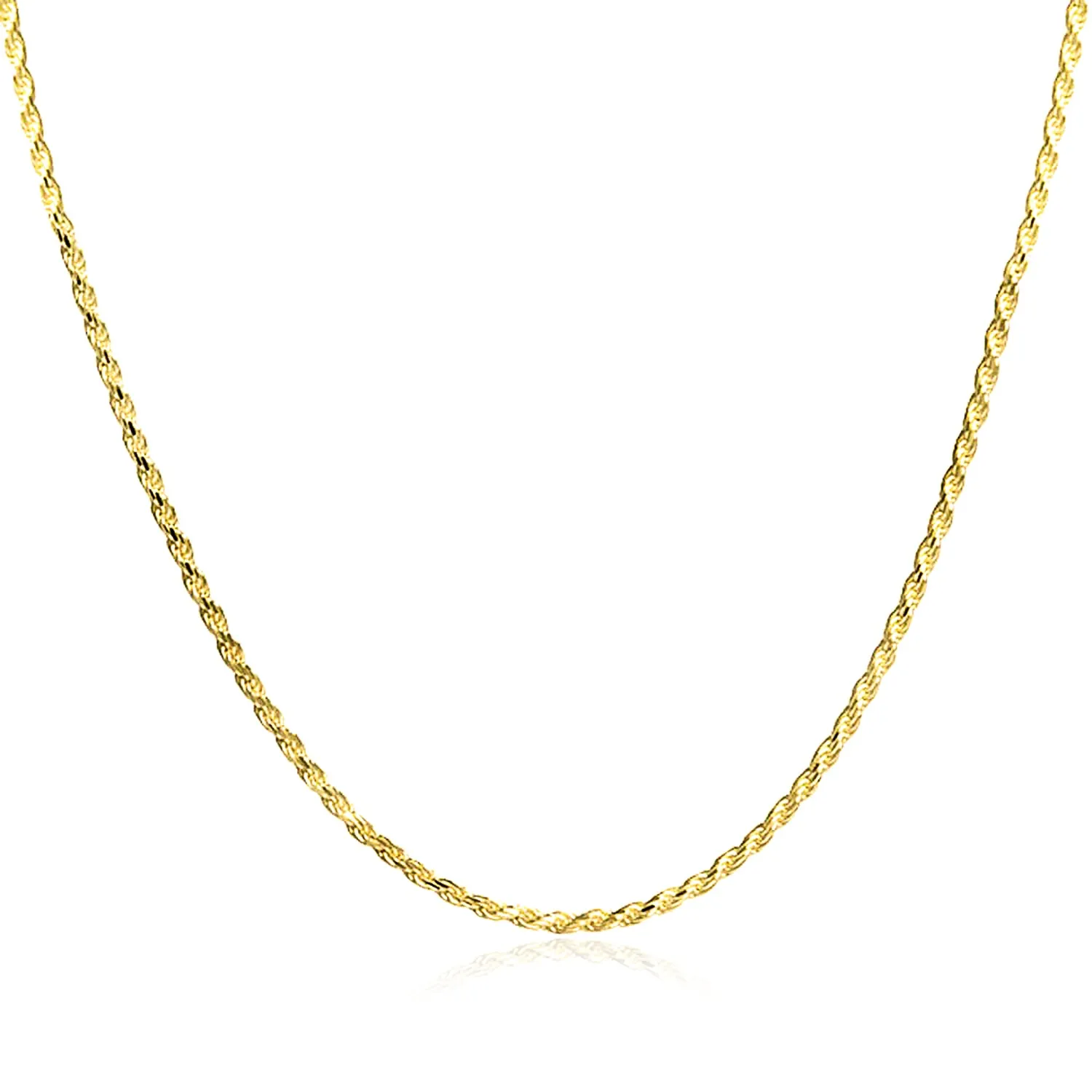 2MM 14K Gold Plated Sterling Silver Rope Chain Necklace Made in Italy 16-24 In