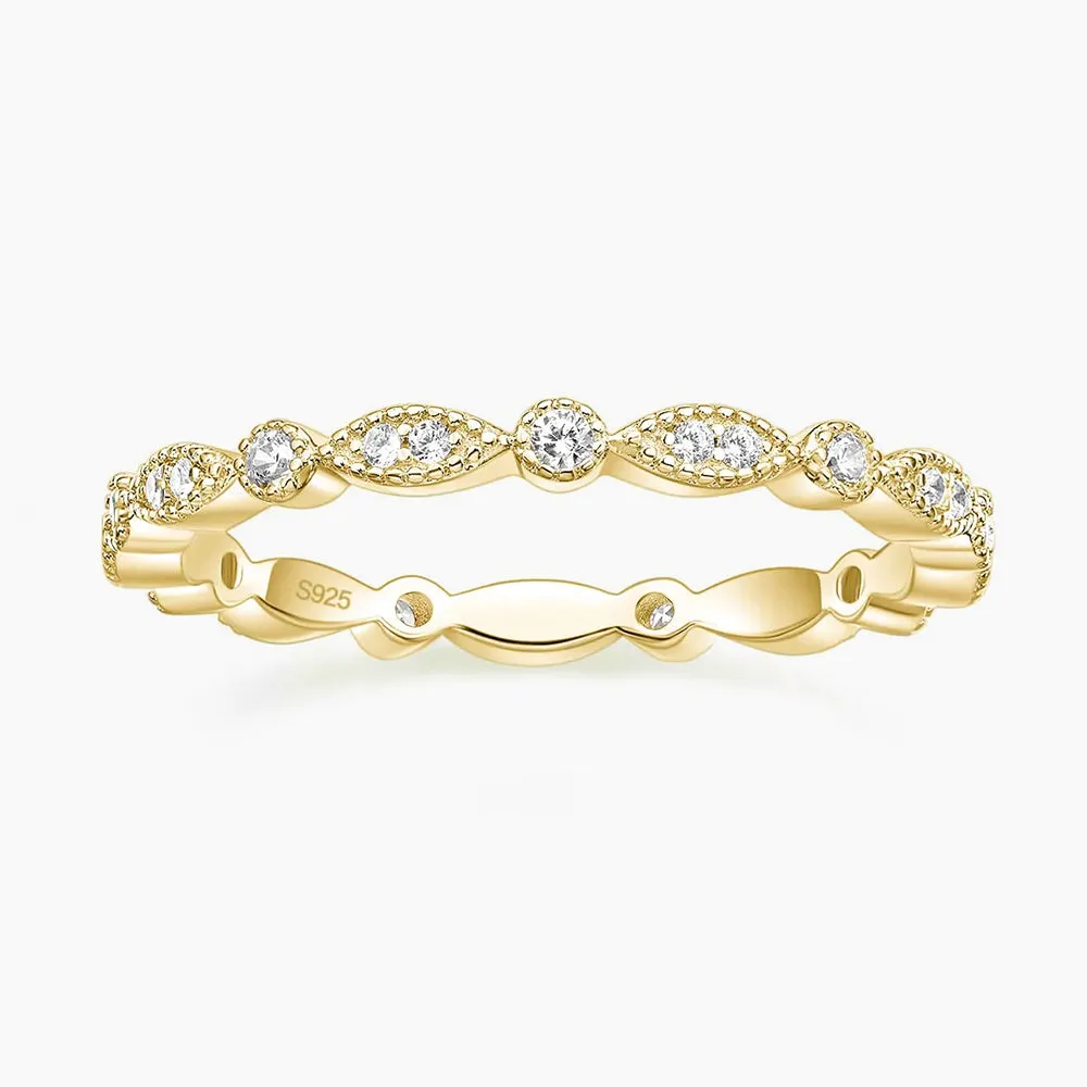 925 Sterling Silver Wedding Band Eternity Stackable Ring