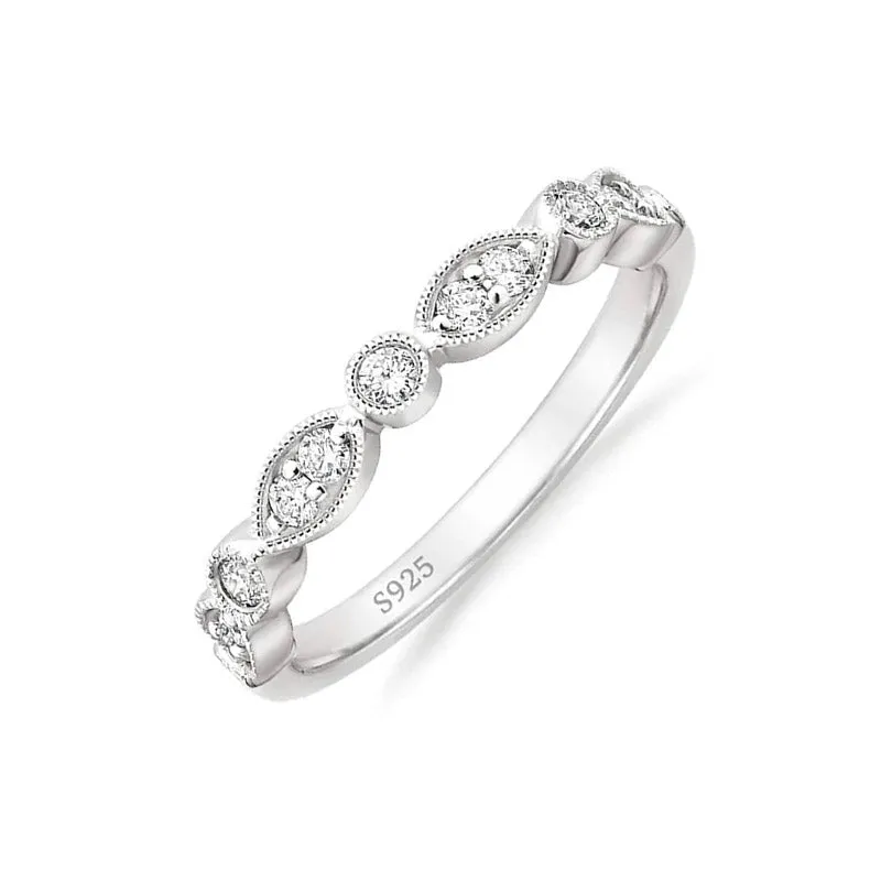 925 Sterling Silver Wedding Band Eternity Stackable Ring