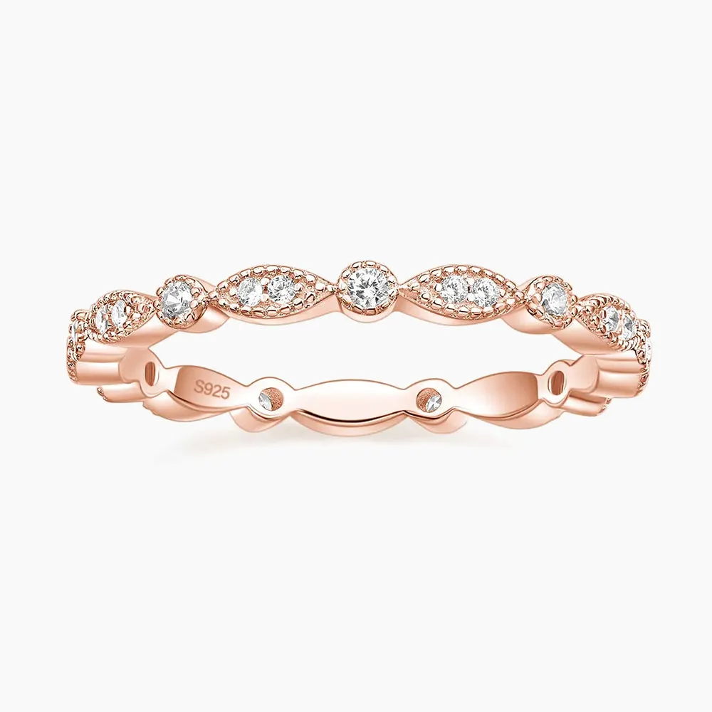 925 Sterling Silver Wedding Band Eternity Stackable Ring