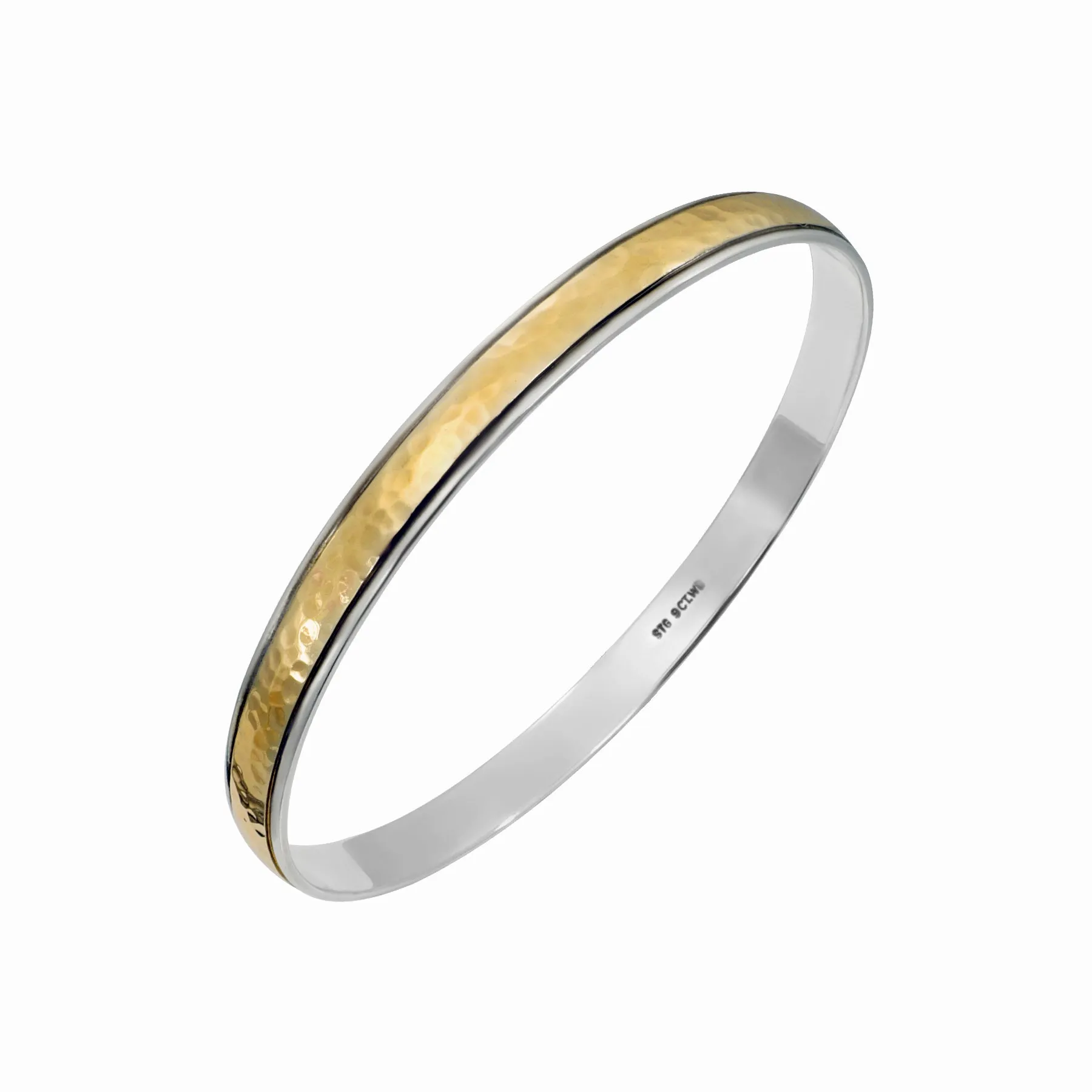 9K Yellow Gold and Silver Filled Pattern Bangle - 20645458