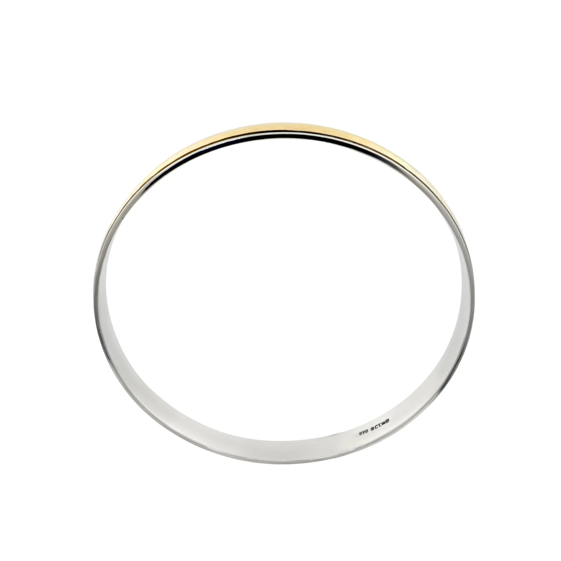 9K Yellow Gold and Silver Filled Pattern Bangle - 20645458