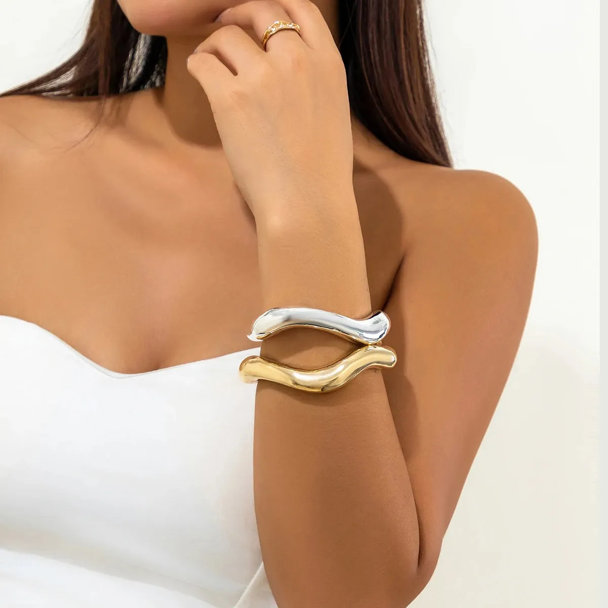 A&A Chunky Heavy Metal Open Cuff Bangles