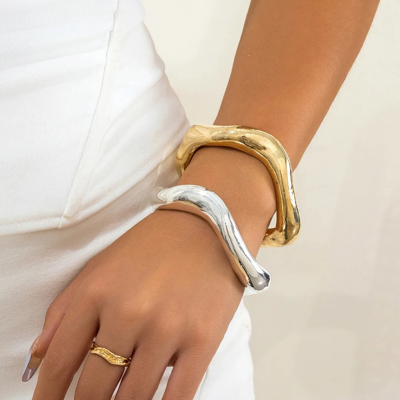 A&A Chunky Heavy Metal Open Cuff Bangles