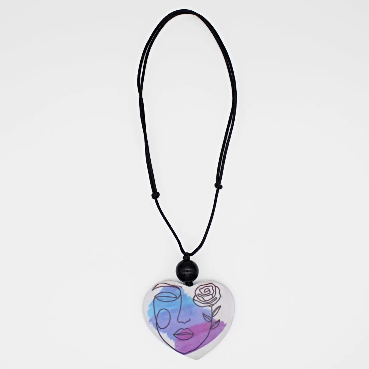 Abstract Face Heart Pendant Necklace