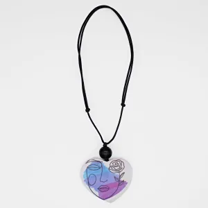 Abstract Face Heart Pendant Necklace