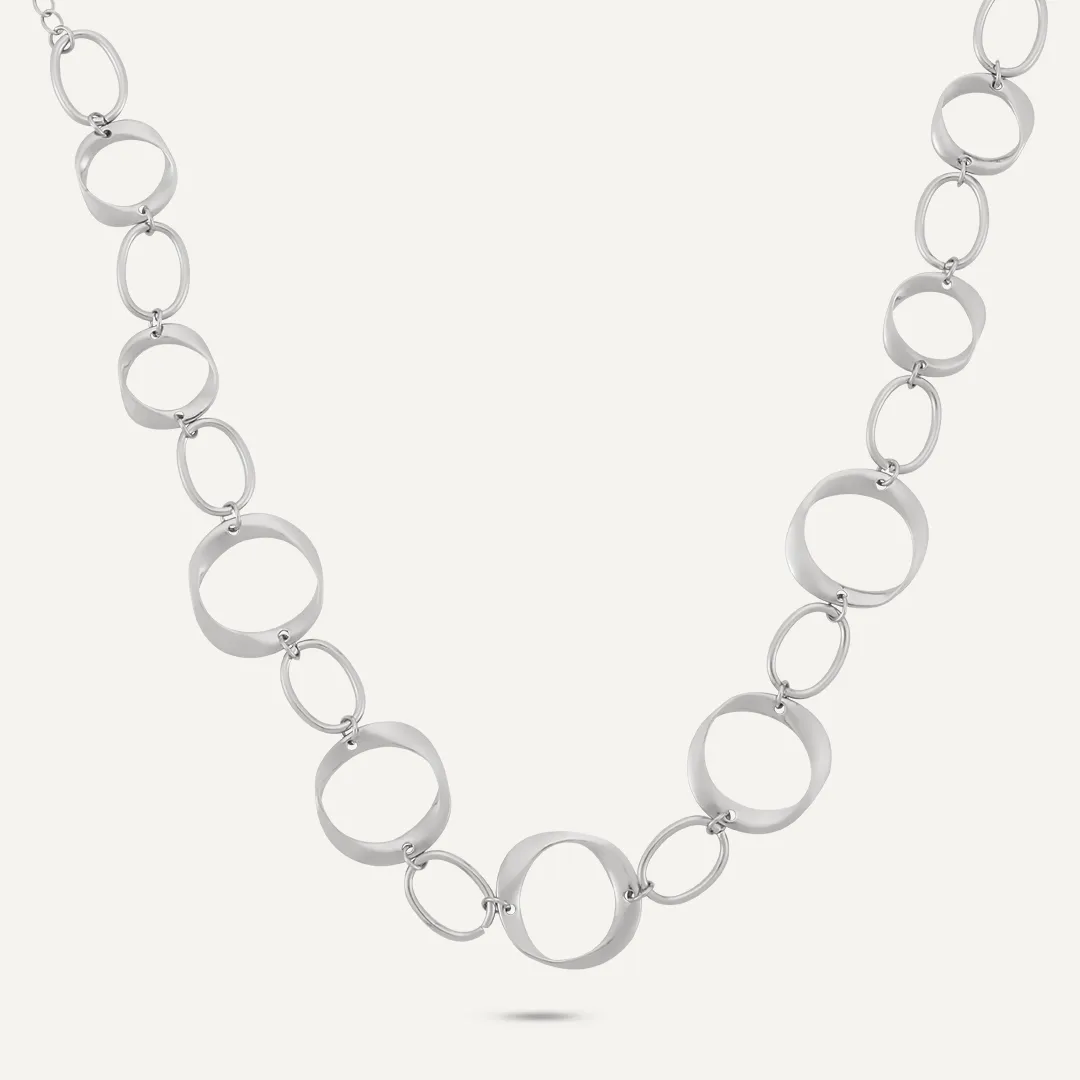 Abstract Lobster Clasp Necklace In Silver-Tone