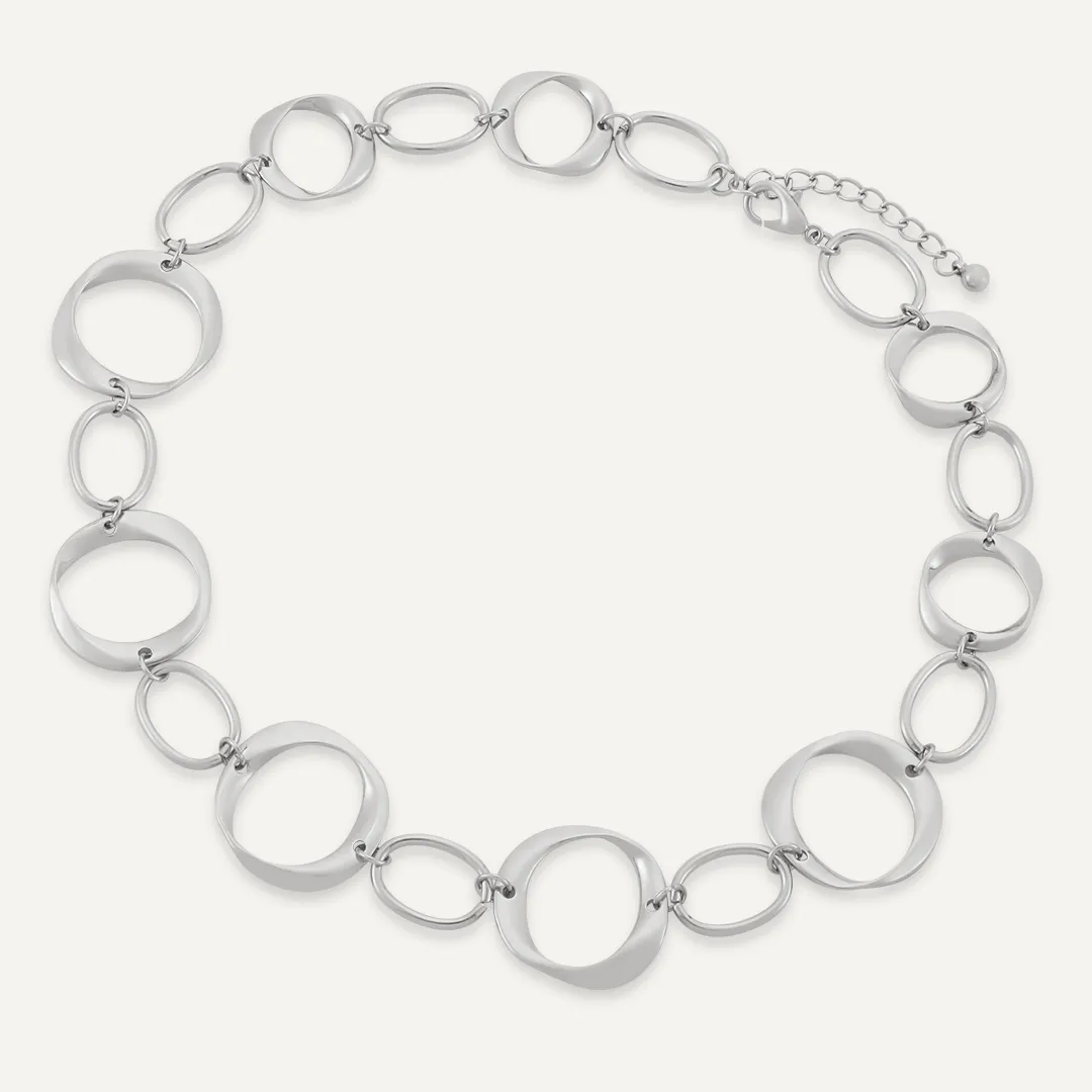 Abstract Lobster Clasp Necklace In Silver-Tone