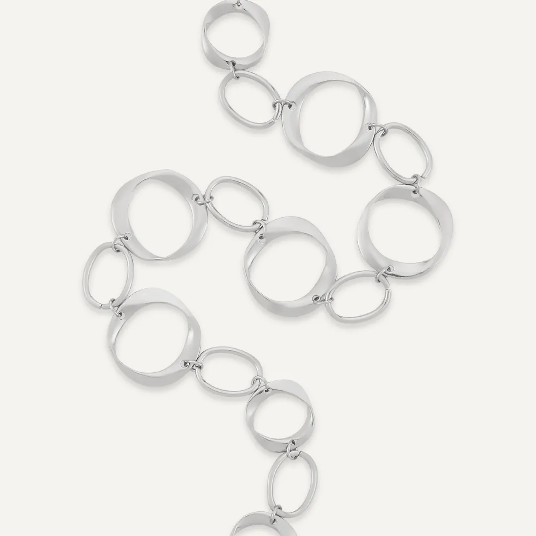 Abstract Lobster Clasp Necklace In Silver-Tone