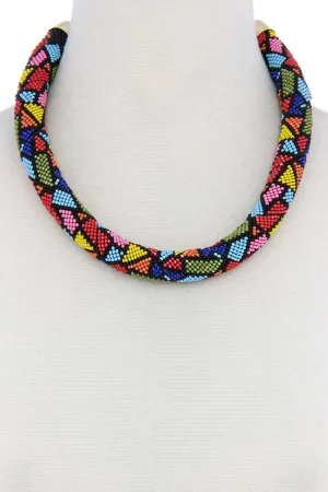 Abstract Pattern Seed Bead Necklace