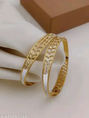 Allure Glittering Gold-Plated Bangles (Set of 2)