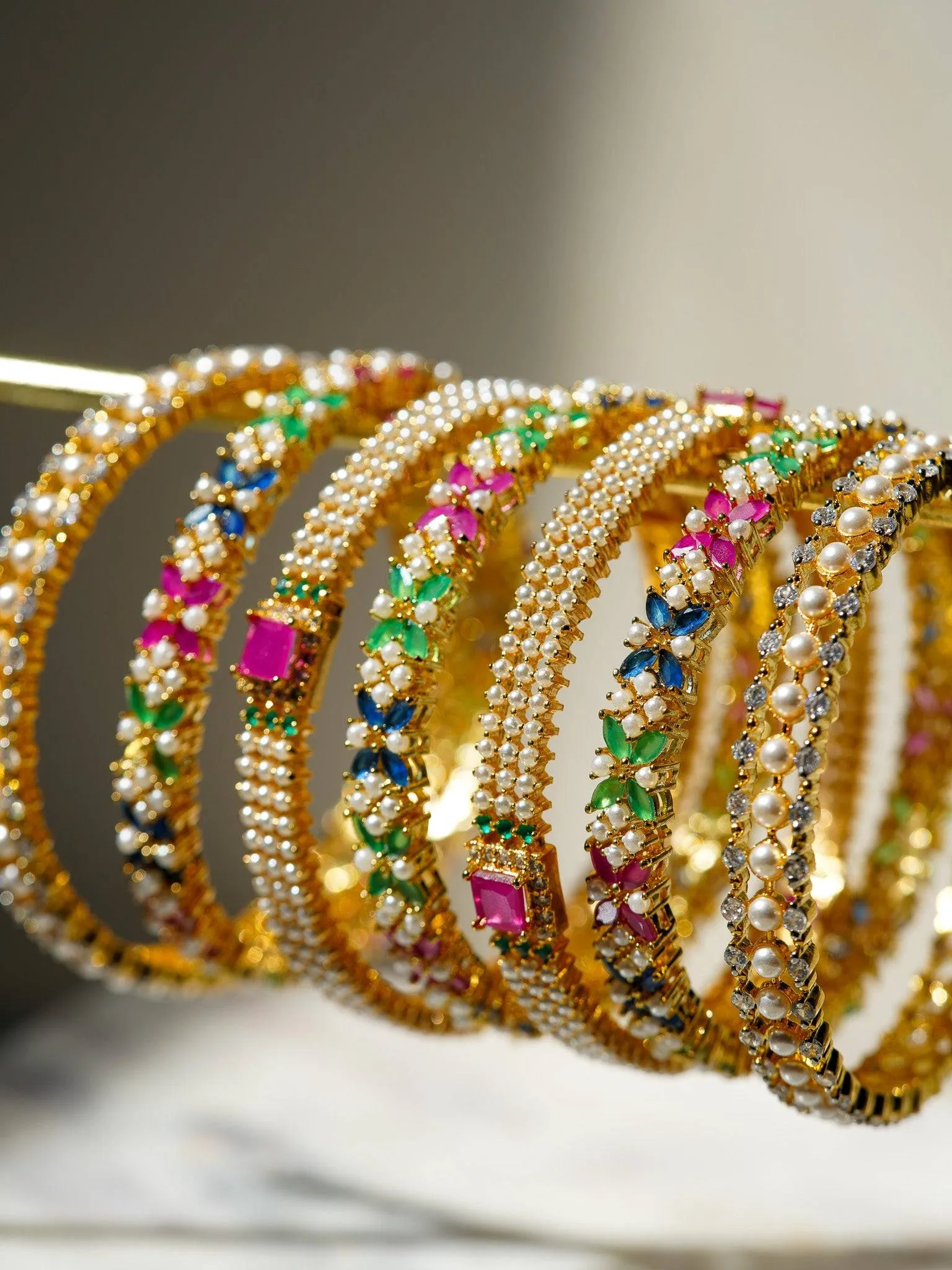 Anayasa - Gold Plated Multicolor Bangle Set (7 PC)