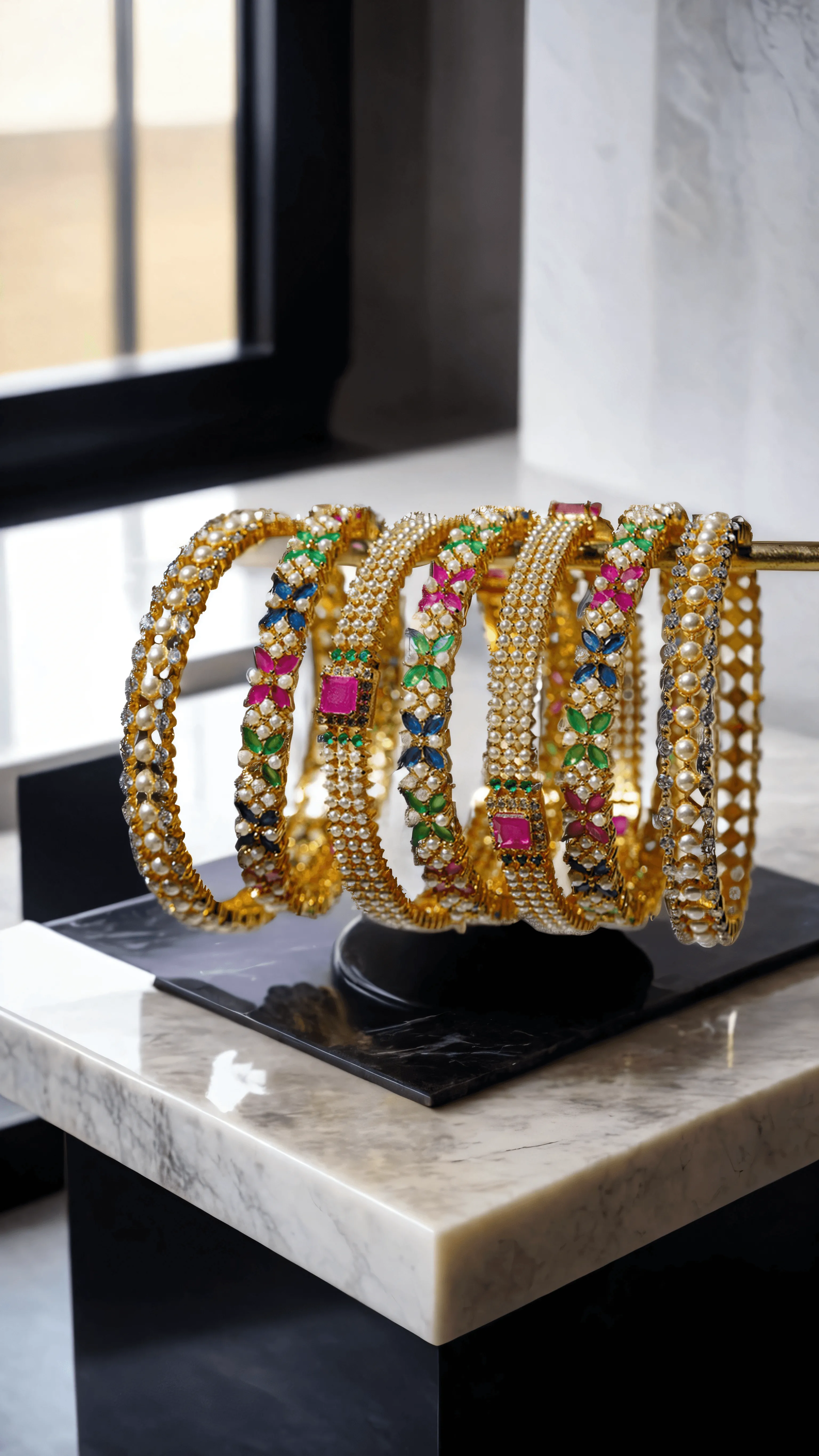 Anayasa - Gold Plated Multicolor Bangle Set (7 PC)