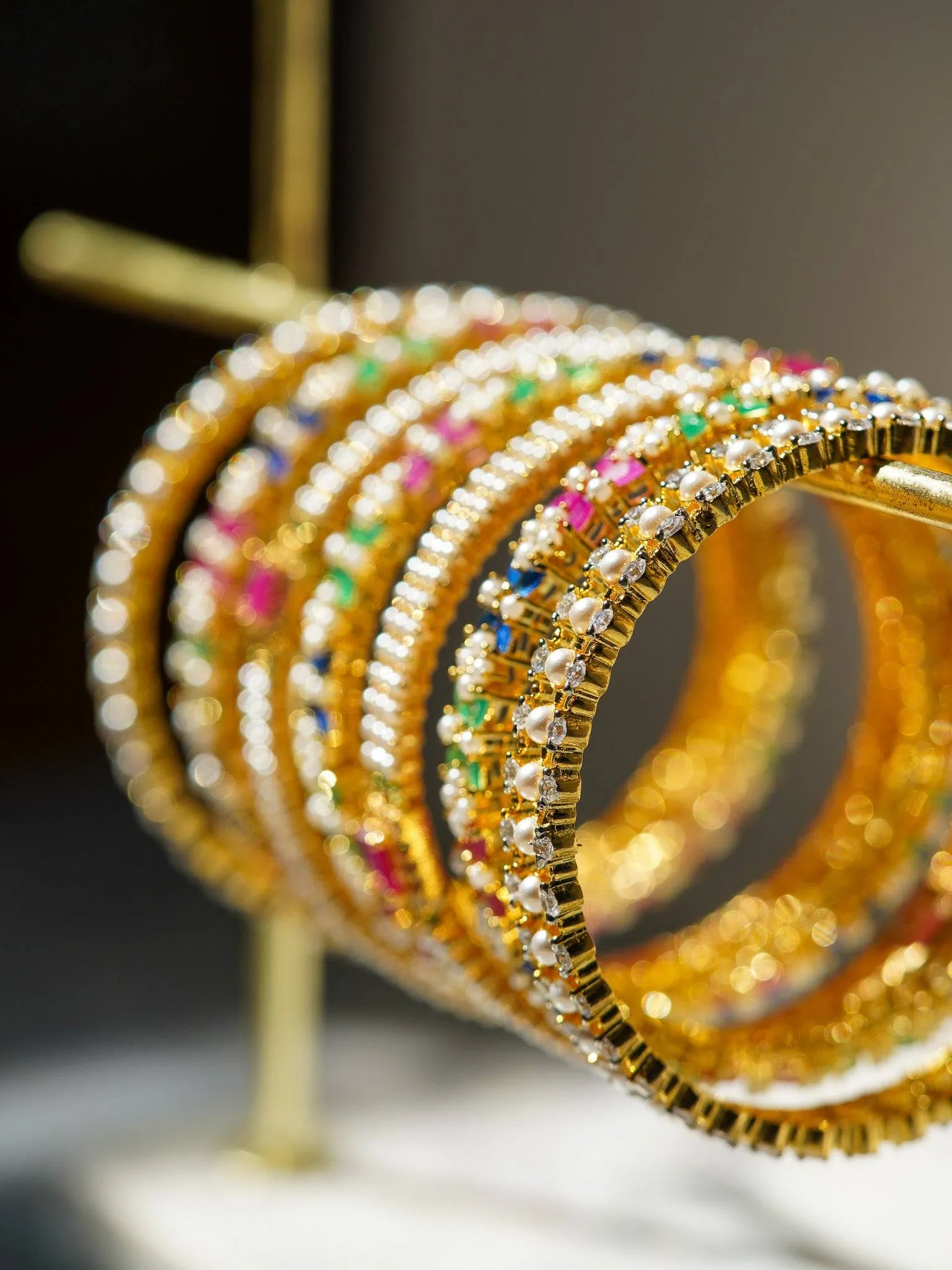 Anayasa - Gold Plated Multicolor Bangle Set (7 PC)