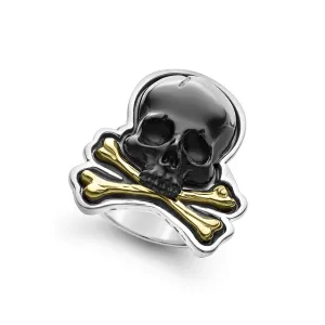 Anthem Black Agate Skull and Bones Statement Ring