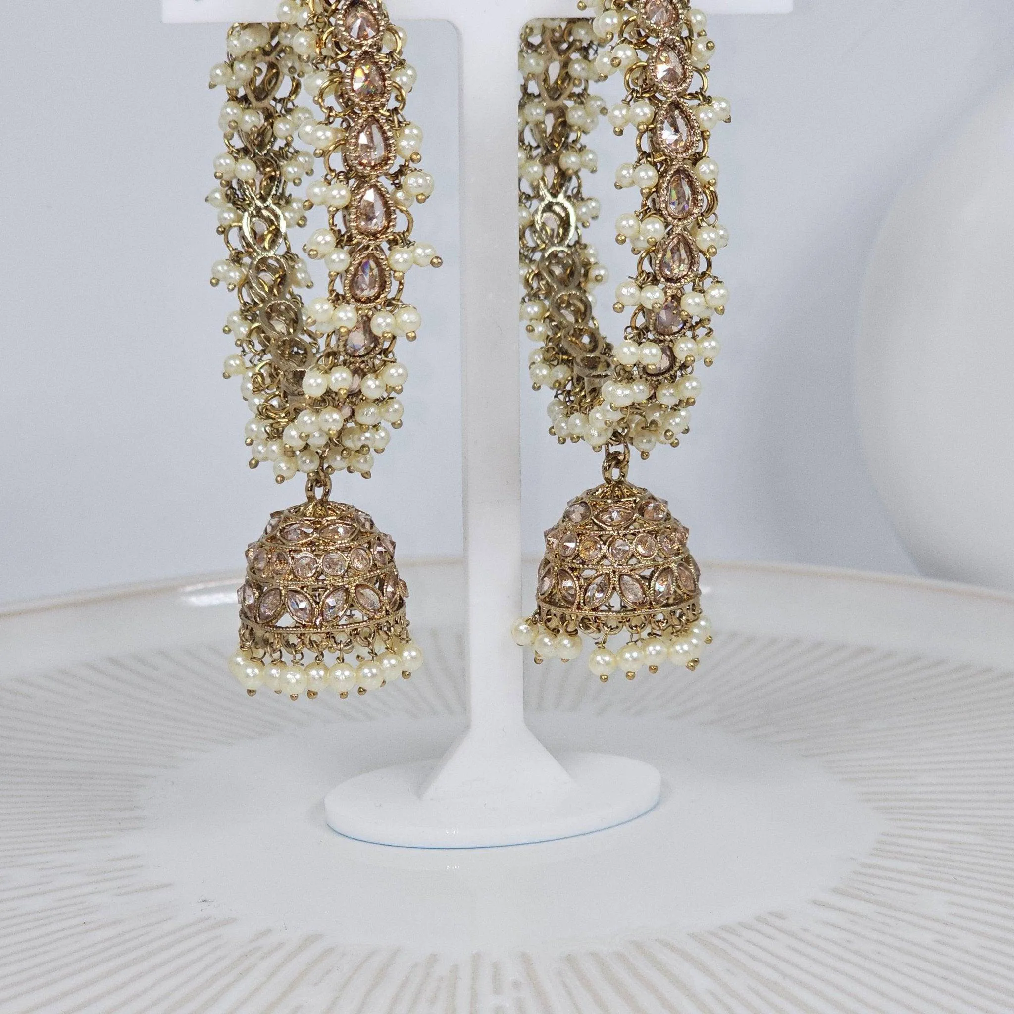 Anu Pair of Polki Pearl Detail Jhumka Bangles