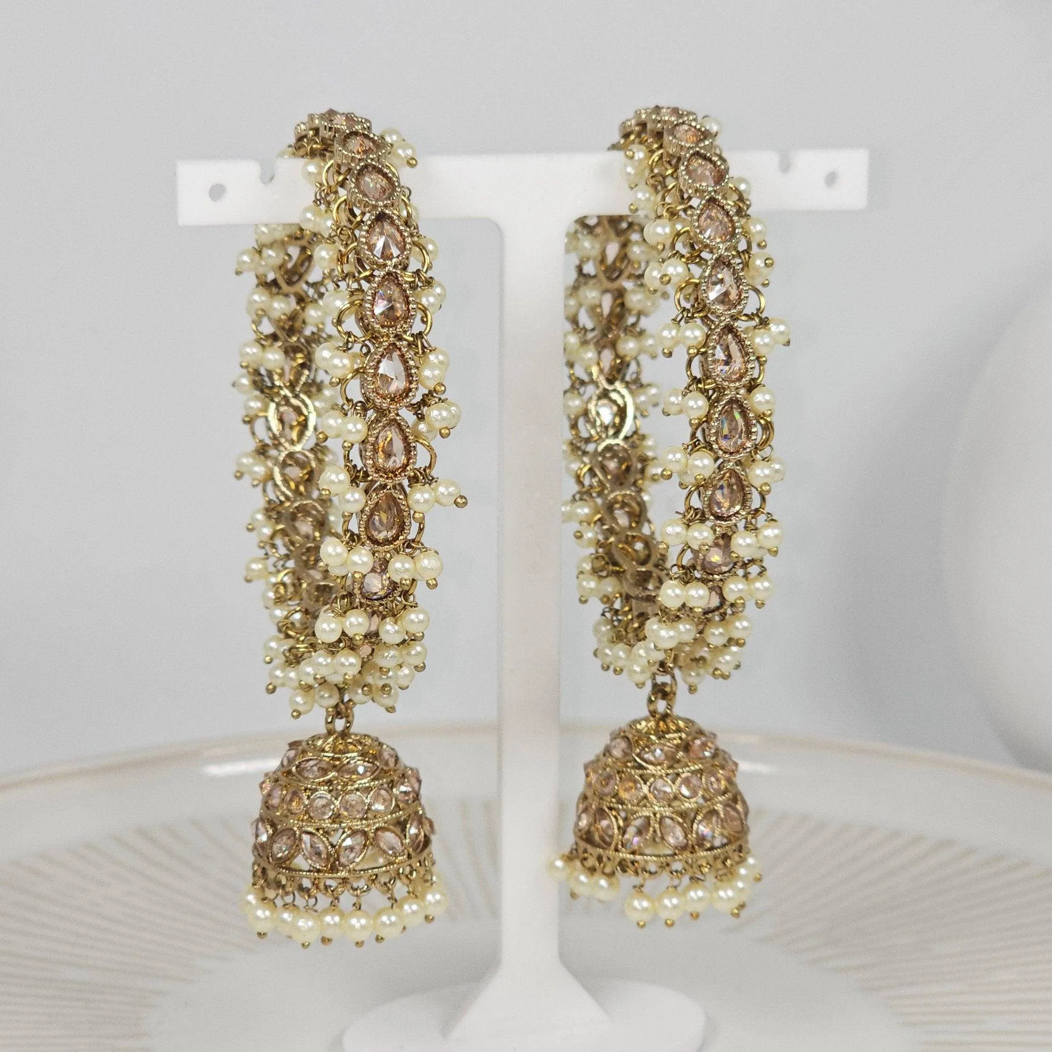 Anu Pair of Polki Pearl Detail Jhumka Bangles