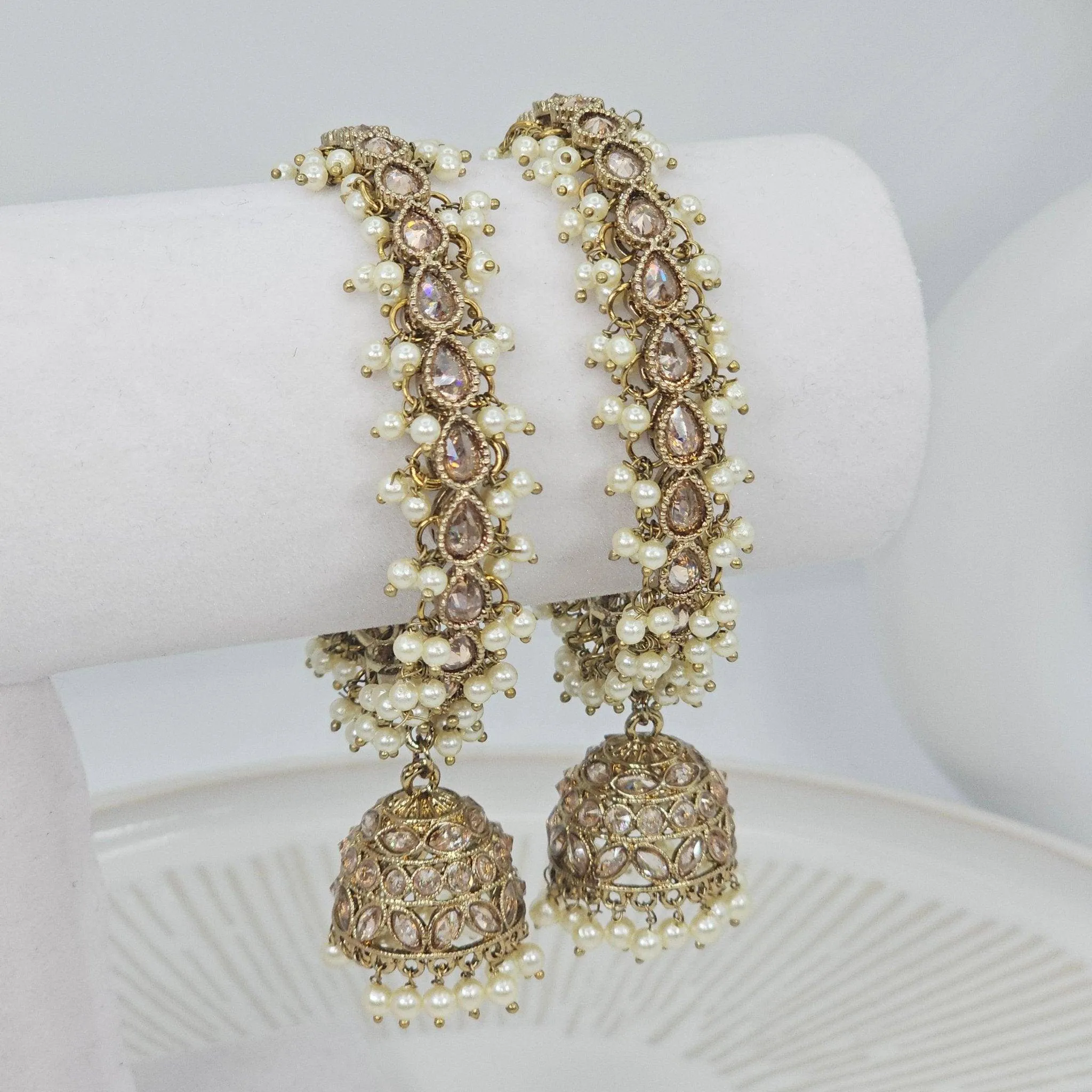 Anu Pair of Polki Pearl Detail Jhumka Bangles