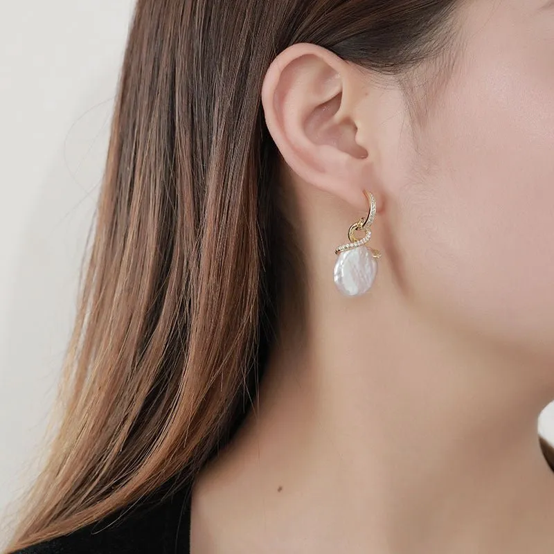 Baroque Pearl  Hoop Earrings  in Gold Vermeil