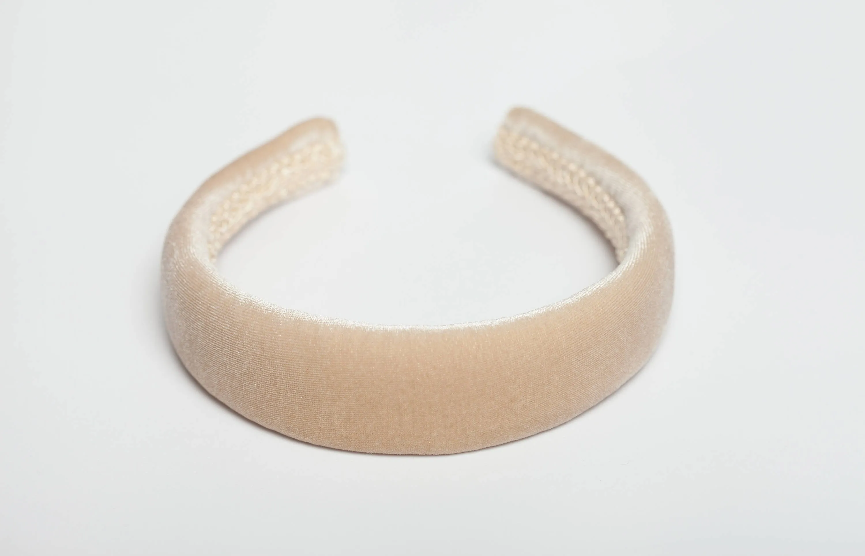 Beige Velvet headband women Padded headband Beige headband Velvet headband