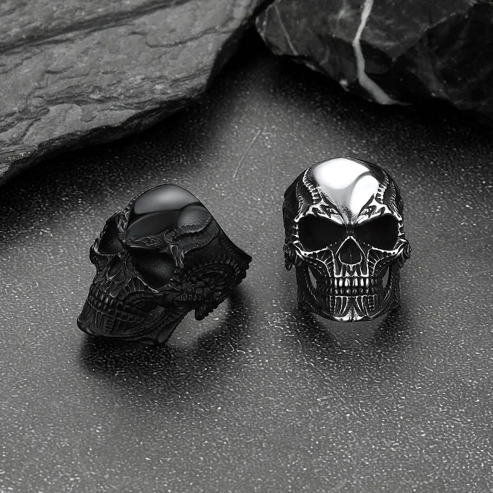 Biker Gothic Skull Ring for Men in Stainless Steel