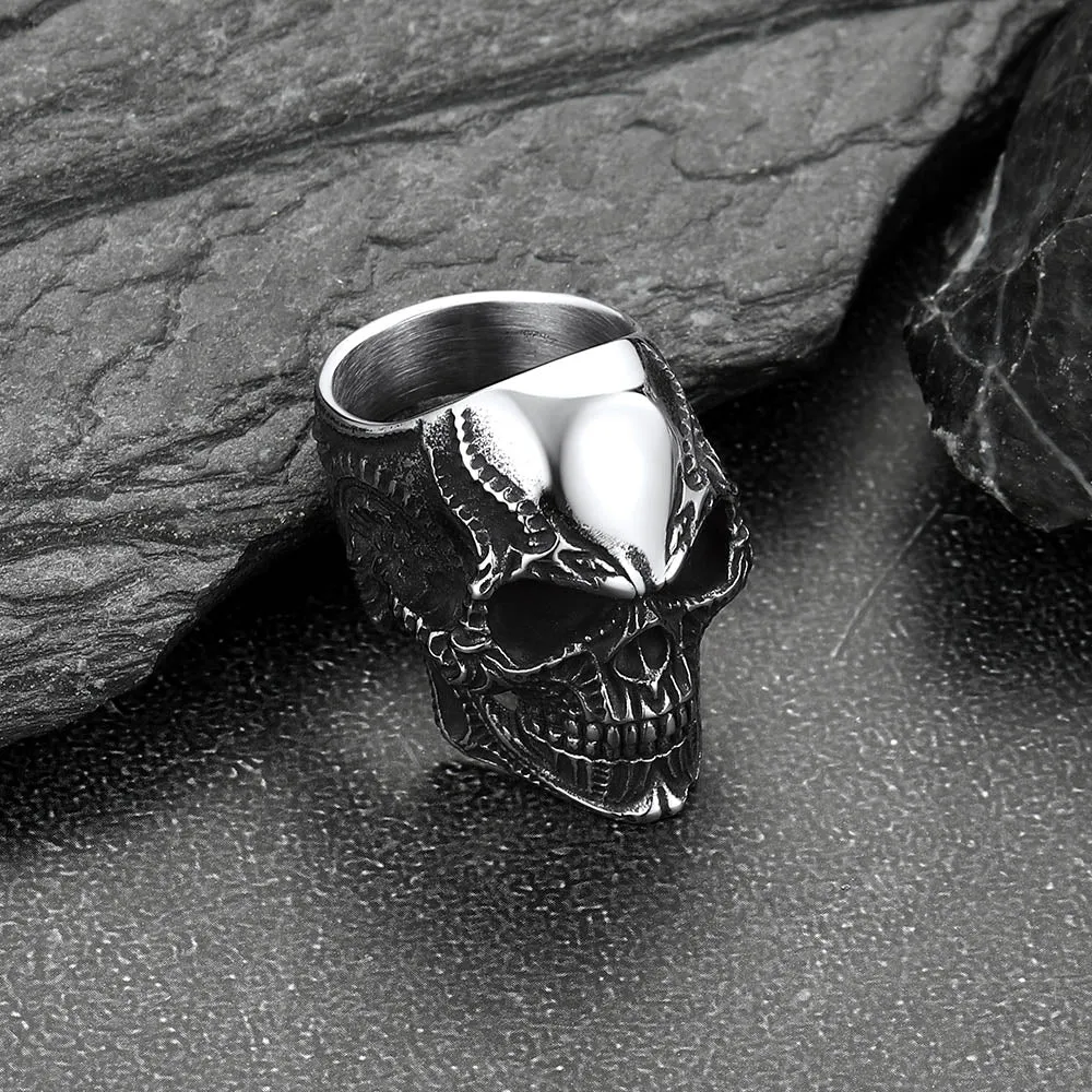 Biker Gothic Skull Ring for Men in Stainless Steel