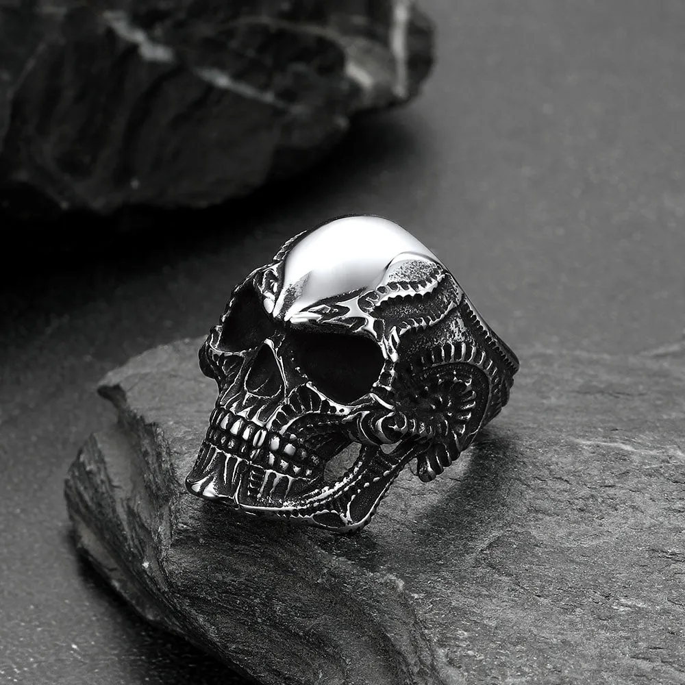 Biker Gothic Skull Ring for Men in Stainless Steel