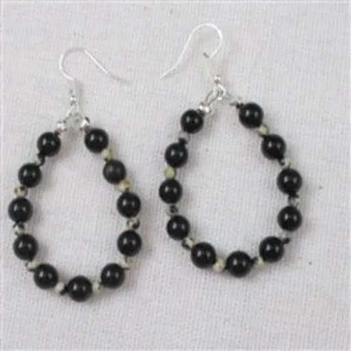 Black Onyx Hoop Earrings