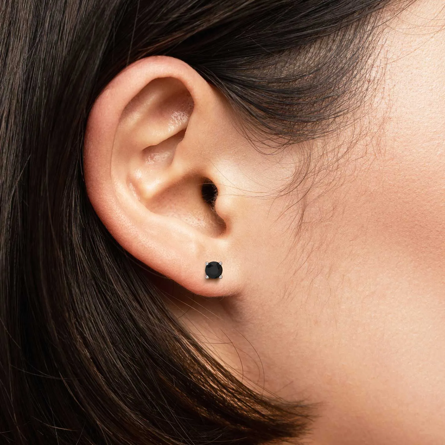 Black Onyx Round Shape Stud Earrings in Sterling Silver - Irosk Australia ®