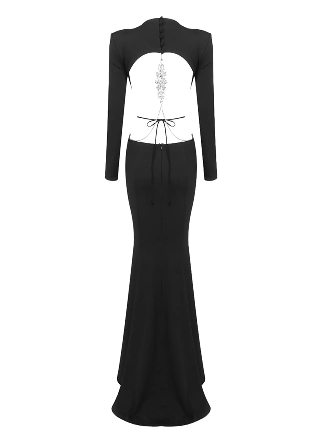 Black Open Back Maxi Dress