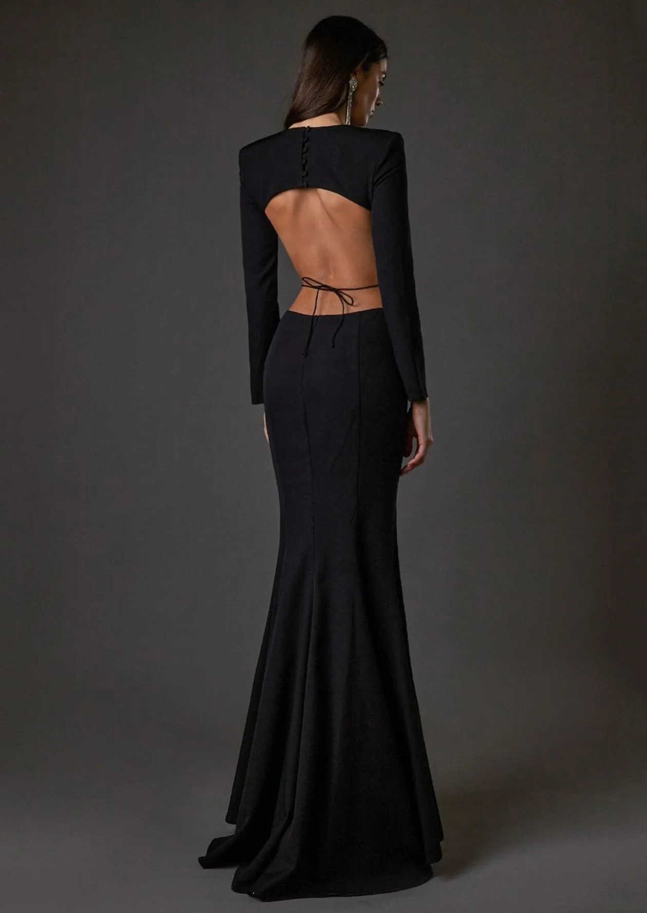 Black Open Back Maxi Dress